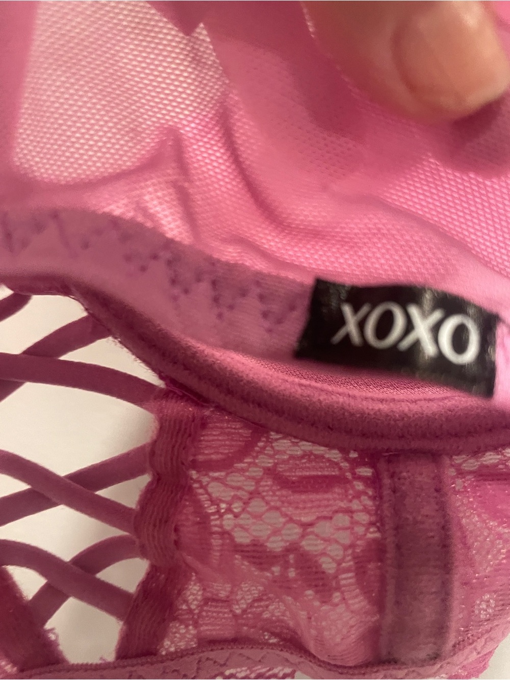 XOXO Hot Pink Lace Longline Bralette with Crisscross Front size 36B - Picture 4 of 8
